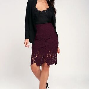 Roses and Proses Plum Purple Lace Midi Skirt